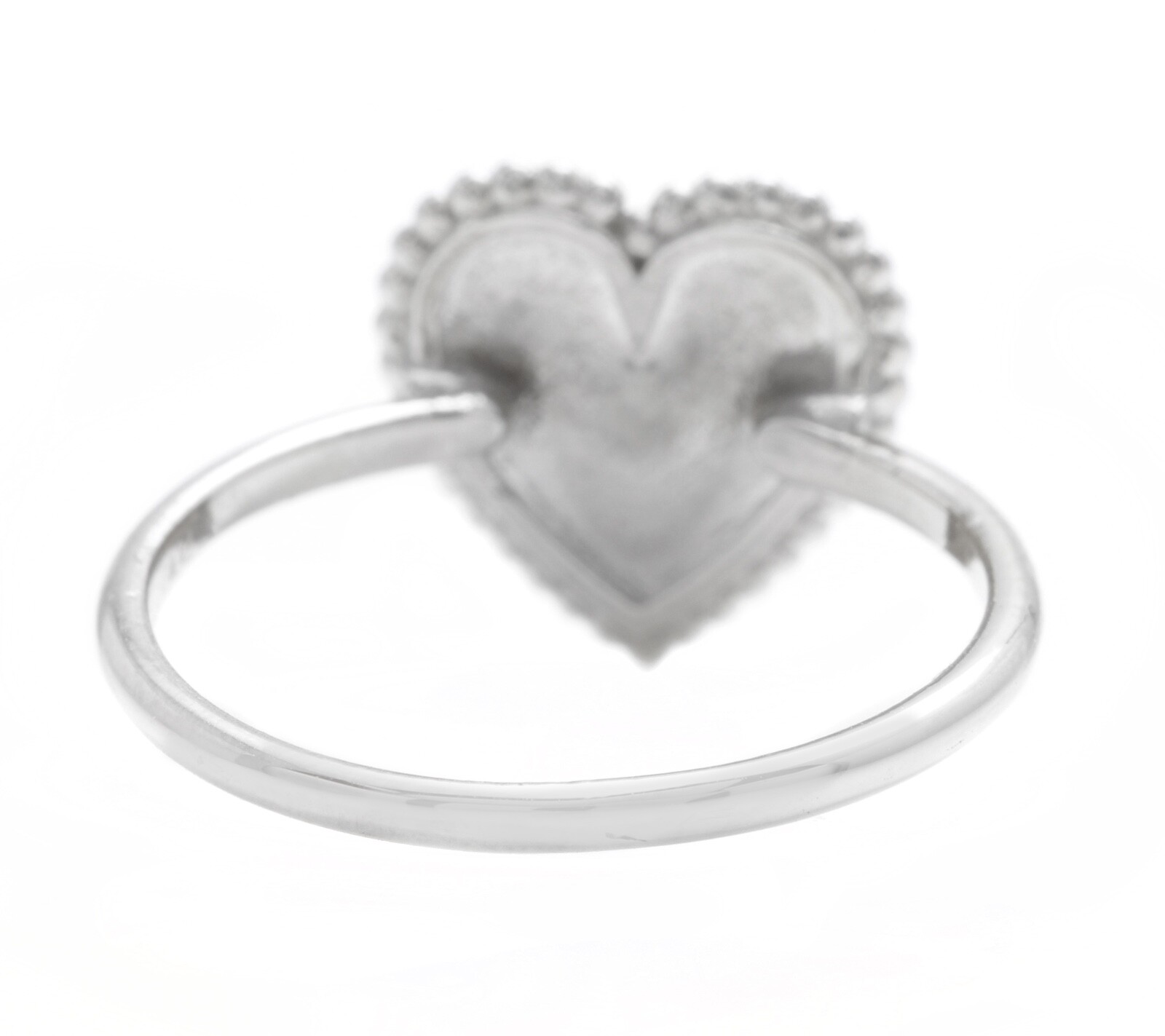 Beautiful 14K Solid White Gold Heart Ring - image 4