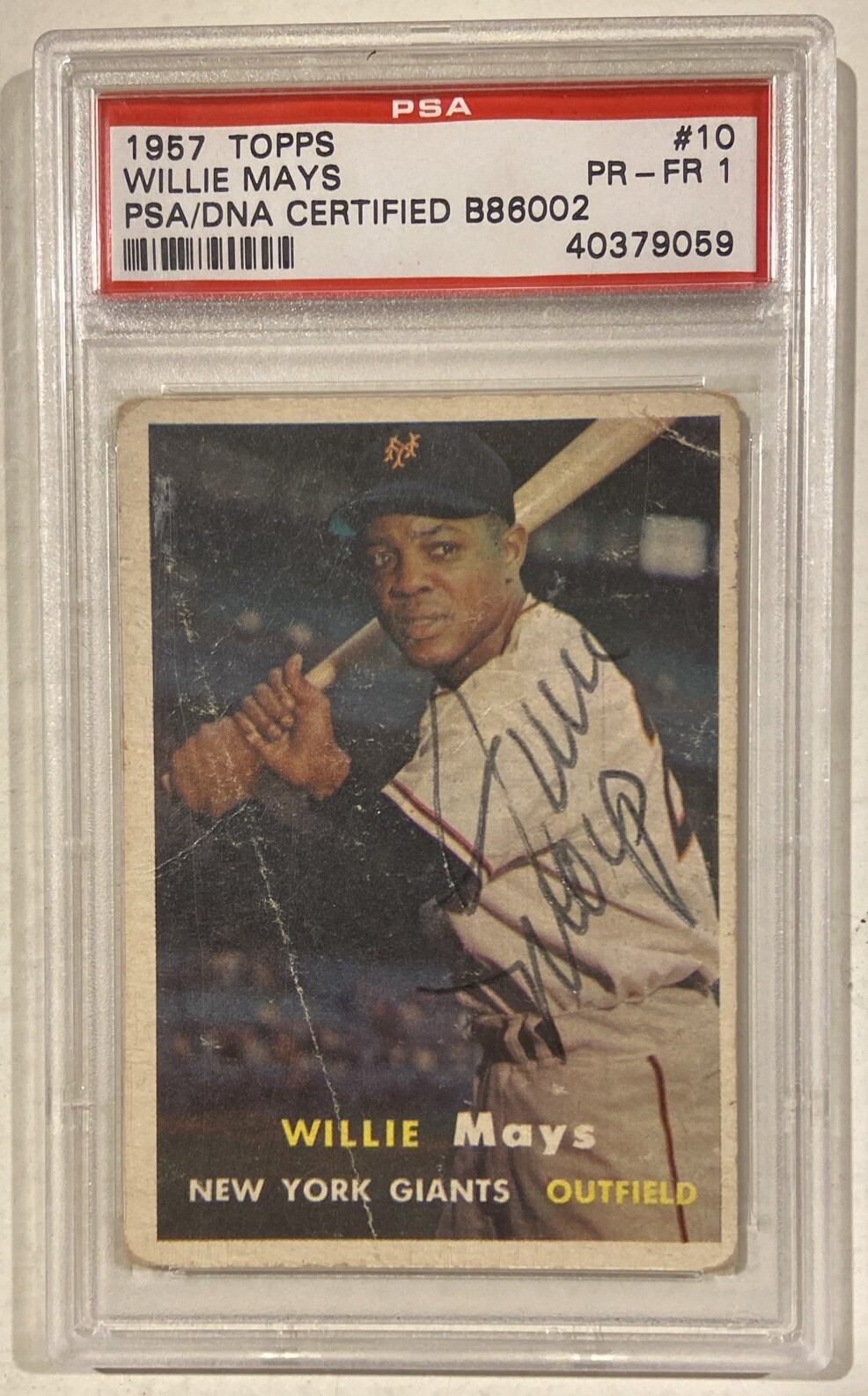 1957 Topps Willie Mays Signed Baseball Card #10 PSA 1 PSA/DNA Certified Auto HOF