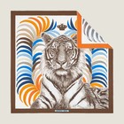 HERMES 90 CM 36 SILK TWILL SCARF SHAWL Tigre Royal double face Marron Blanc