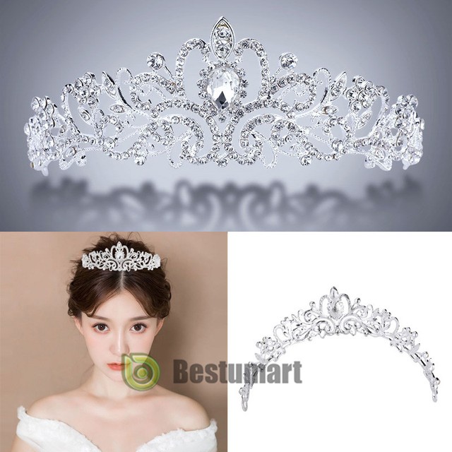 Wedding Bridal Princess Austrian Crystal Tiara Crown Veil Hair