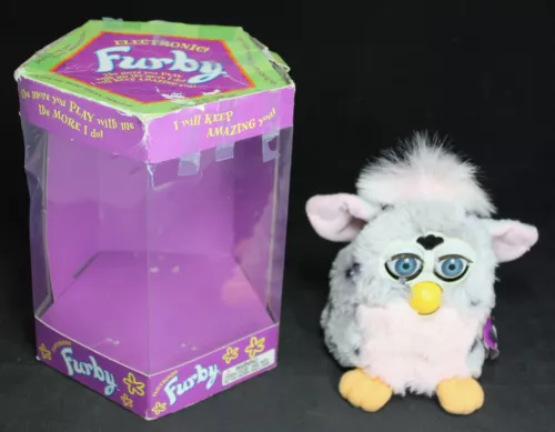 1998 Furby Black & Gray "Leopard" w/ Box - 70-800 - Tiger - Works