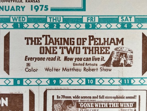 1975 Midland Theatre Coffeyville KS Movie Listings THE TAKING OF PELHAM 1 2 3 - Picture 4 of 11
