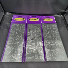 Sticker King - Peel-off Stickers - Silver  Lot 3 New - Flowers Bears - 4x9.5"