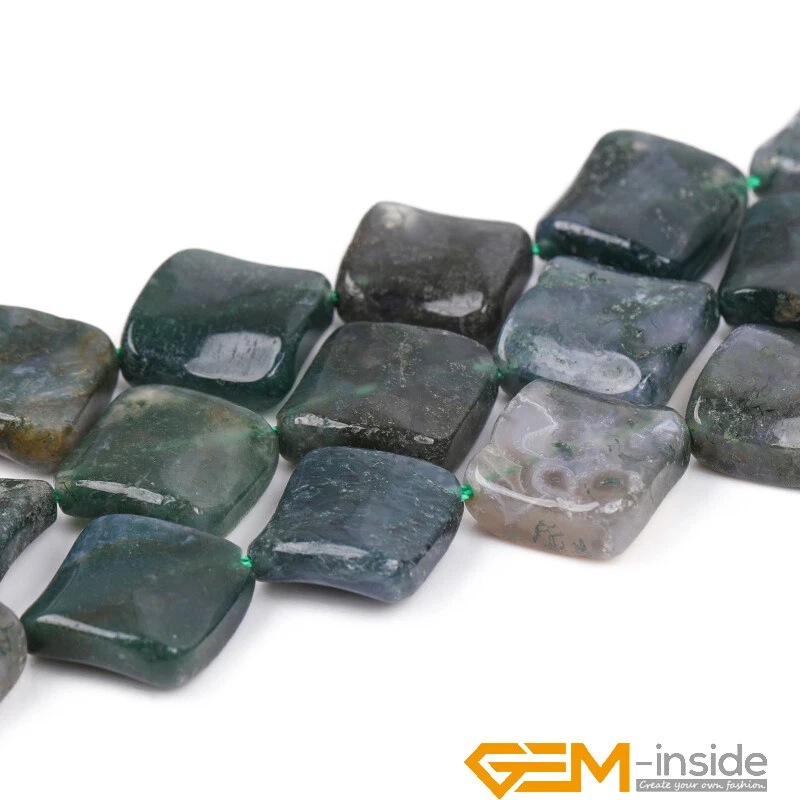 16mm Natural Square Diagonal Stone Rhombus Twist Flat Beads Jewelry Making 15" - Image 4 of 4