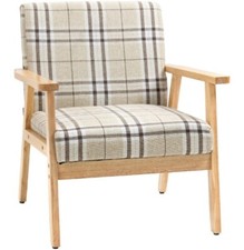 HOMCOM One Seater Sofa with Rubber Wood Frame Linen Fabric Small Couch Beige New