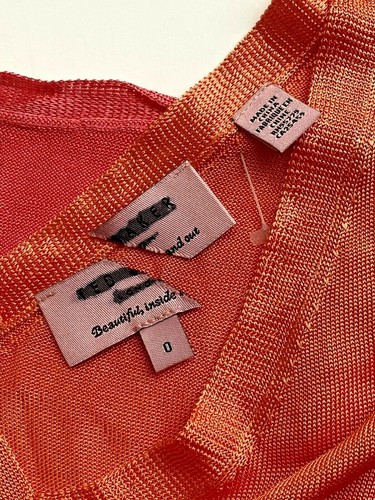 Ted Baker Double Layer Knit Top 0 Sleeveless V-neck V-back Pink/orange NWOT $260 - 第 6/12 張圖片
