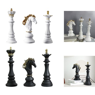 3-teiliges Set mit Schachfiguren aus Kunstharz, internationale Schachfiguren,
