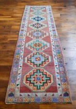 3x11 Runner Vintage Turkish Rug Hand Made Muted Hallway Rug Kitchen Decor Rug