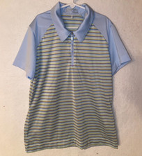 Nike Golf Dri-Fit Boys S 4-6 Polo Shirt Blue Rainbow Striped Short Sleeve Zip