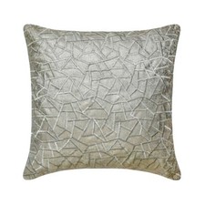 Silver Gray Jacquard Jacquard, Mosaic Throw Pillow Cover - Metallic Mosaic