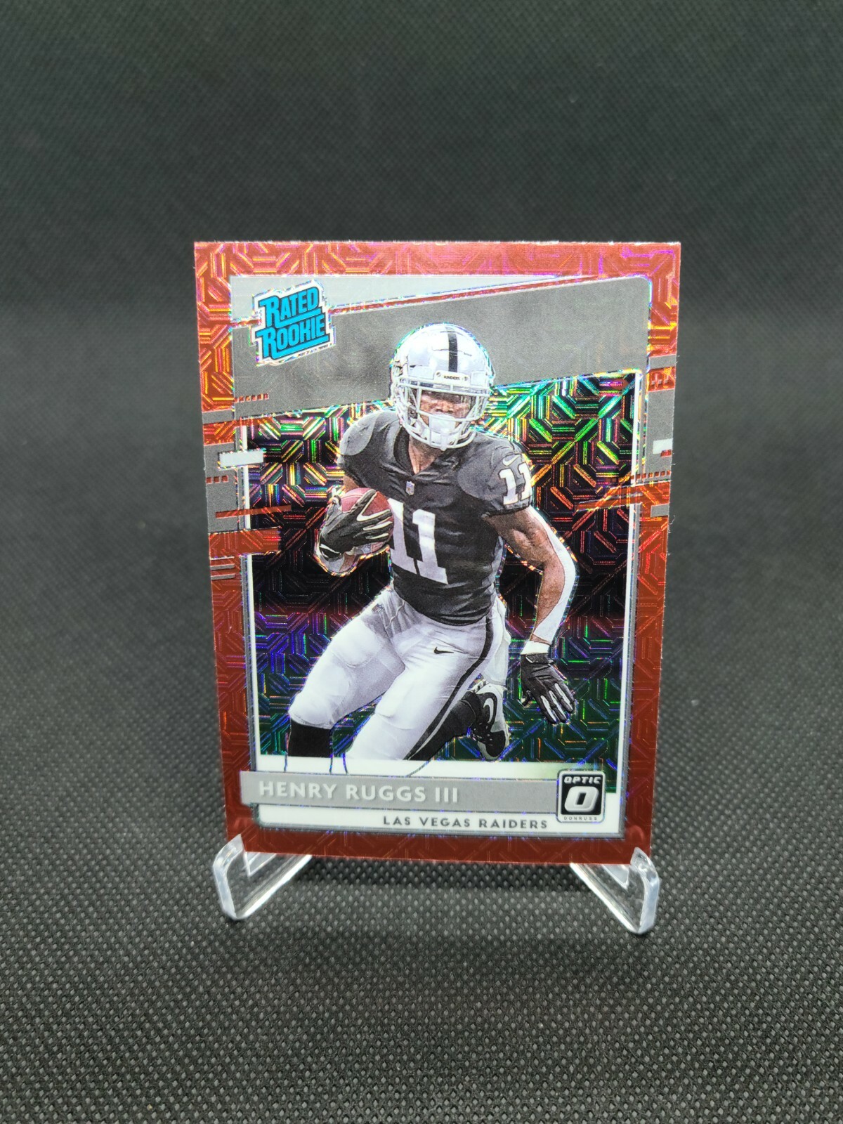 2020 Donruss Optic Henry Ruggs Las Vegas Raiders Red Mojo Prizm RC #158