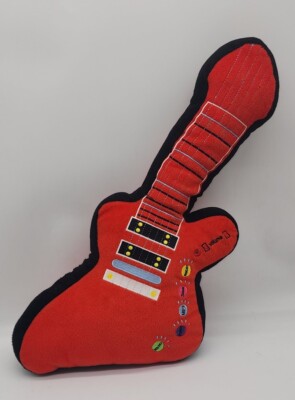 Vintage Red Plush Guitar Radio MP3 Player Works Plush Toy