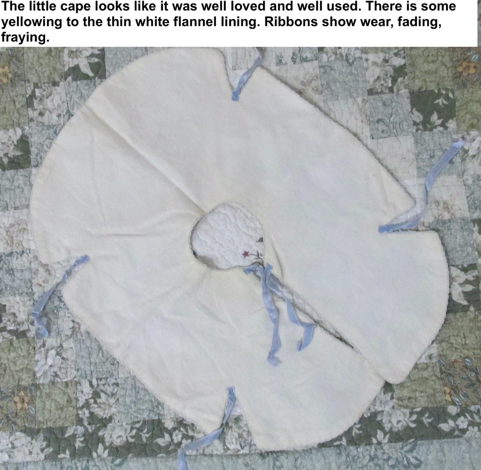 Capa infantil azul bebé vintage años 40 franela de seda lirada cosida a mano Foto 4 de 4