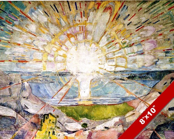 THE SUN HORIZON SET RISE EDVARD MUNCH PAINTING ART REAL CANVAS