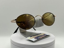 Vintage Eyeglasses NOS Round Gold Mirror POLARIZED Lens Black Gold Frame 00's