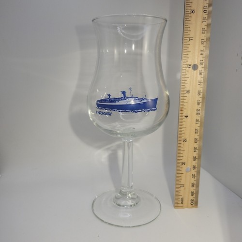 SS NORWAY Tulip Hurricane Cocktail Glass Vintage Norwegian Cruise Line Souvenir