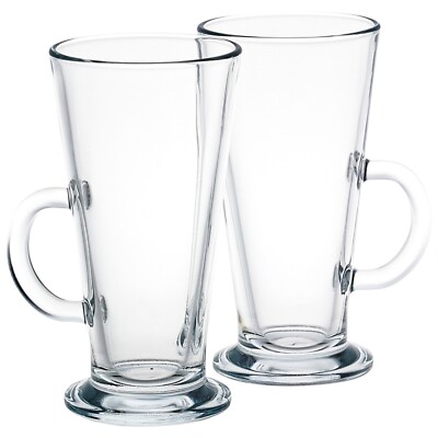 260ml 2er Set Klarglas hohe Becher für heiße Schokolade, Kaffee, Tee und Lattes