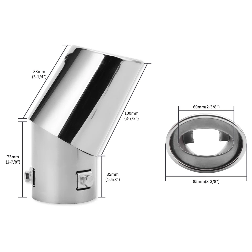 For Ford Crown Victoria 2" Curved Exhaust Tip Tailpipe Muffler Stainless Steel - Image 4 of 4