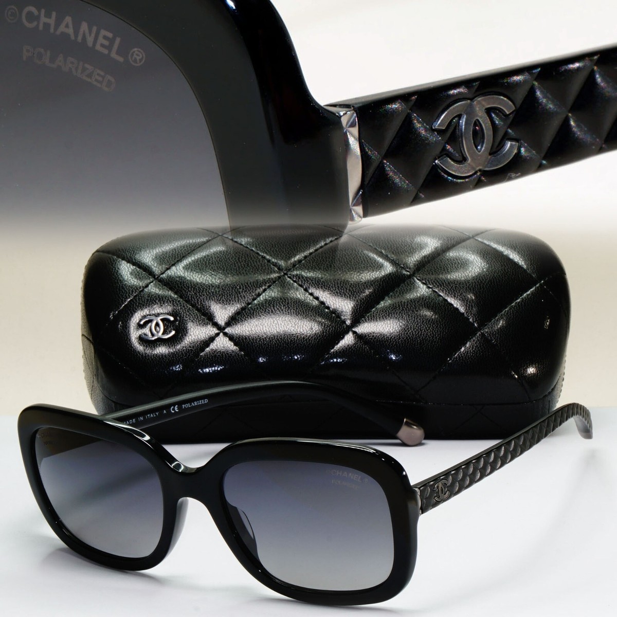 Chanel Sunglasses Black Polarised Square Grey Gradient 5329-A c