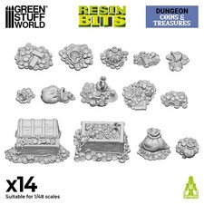 3D printed set - Treasure Pieces - gold coins treasure chest Diorama