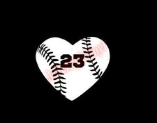 Baseball Heart Number Personal Vinyl Decal Sticker Glass Window
