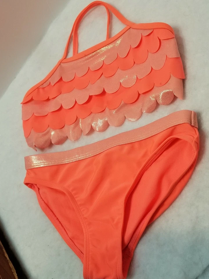 WONDER NATION CHILD GIRLS TANKINI PEACH ORANGE SWIMSUIT SIZE MEDIUM 7 / 8 - Image 4 of 4