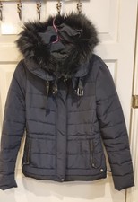 Zara Basic Down Puffed Jacket Hooded Navy Blue Size M , But Fit S As Well
