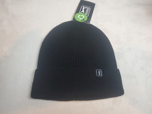 PGA Tour Black Knit Beanie Hat OS Men Logo Cuffed New With Tags Golf NWT - Picture 6 of 7