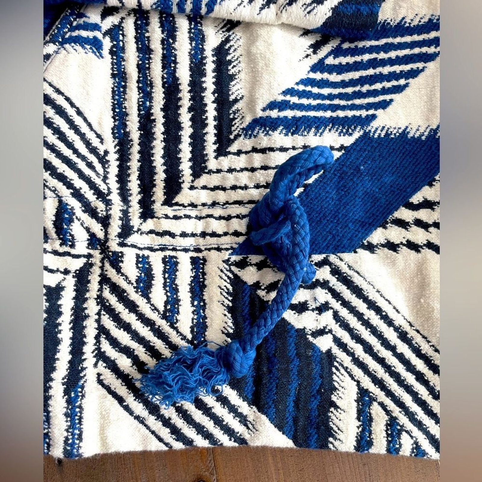RRPUS $795 RARE MARANT ÉTOILE geometric-print frayed jacket in blue NWT image 7