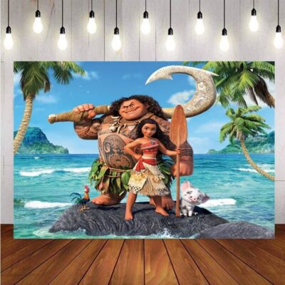 Moana Maui Photography Backdrop Birthday Girls Party Kids Photo Background Prop