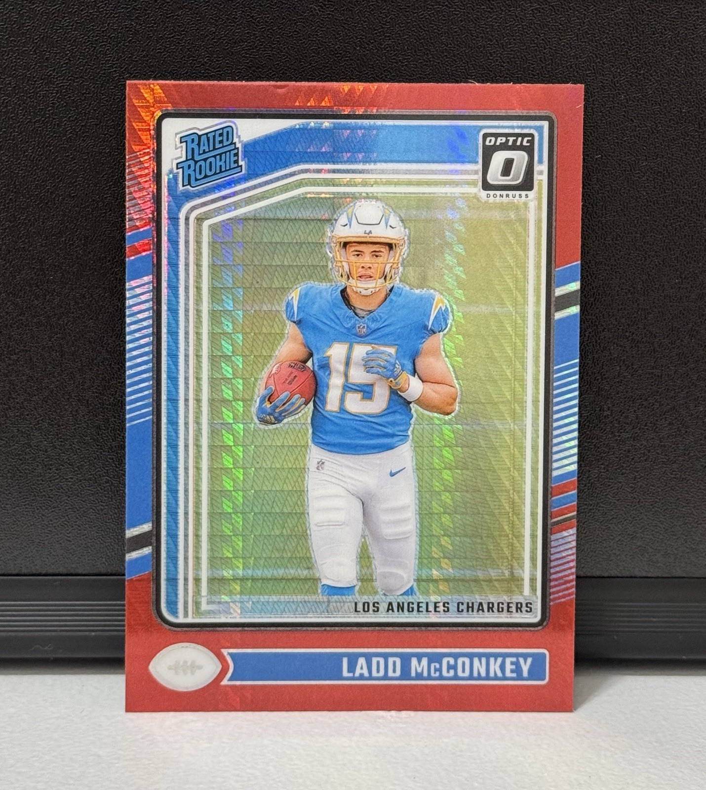 2024 Panini Donruss Optic - Rated Rookie Ladd McConkey #266 Red Hyper Prizm (RC)