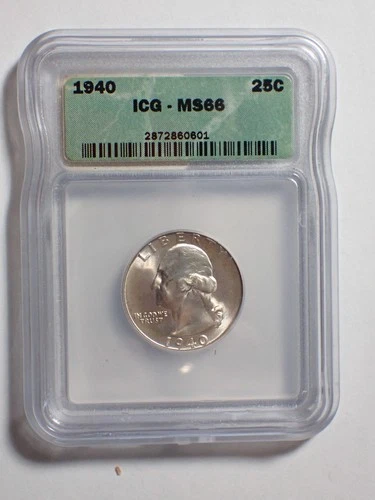 1940 Silver Washington Quarter - 25c ICG MS66   WQ26 004