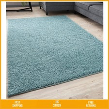 Elegant Plush Shaggy Area Rug Soft Durable Indoor Carpet Duckegg Blue 120x170cm
