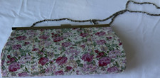 Vintage Floral Tapestry Clutch Evening Bag Multi-Color with Chain Strap