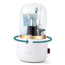 Toothbrush Holders with Cover for Bathrooms, 360  Rotating 7-Slot White