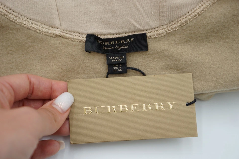 Burberry Vestido Sudadera Recortado en Galleta Hecho en Italia Talla US2 Foto 3 de 4