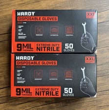 Hardy Extreme Duty XXL Nitrile Disposable Gloves   50  Count Box   9  MIL   NEW