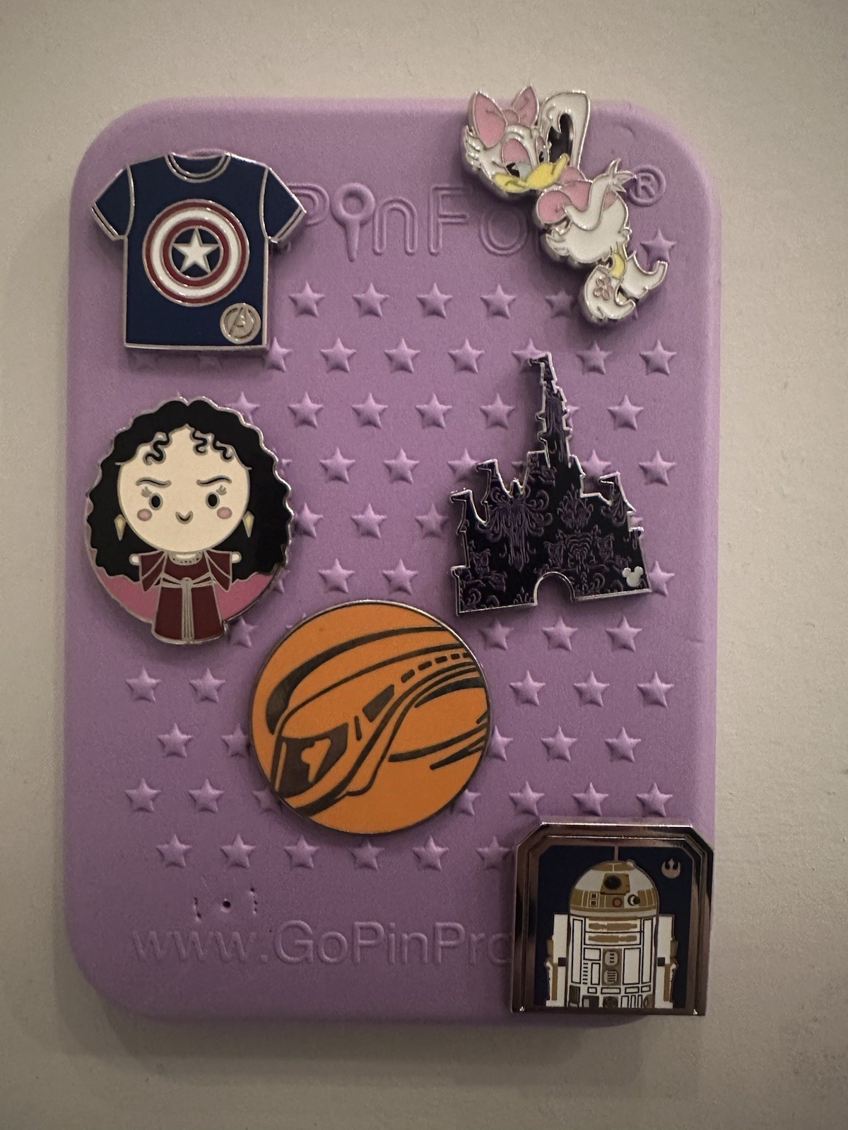 6 Authentic Disney Pins That Comes With a Purple Pinfolio Board