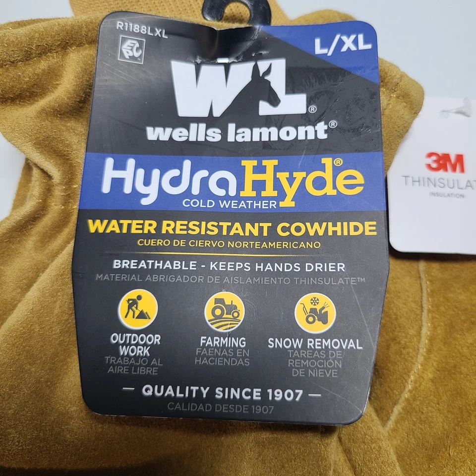 Wells Lamont воловья кожа работа перчатки L/XL гидра Hyde водостойкий R1188LXL - Изображение 2 из 4