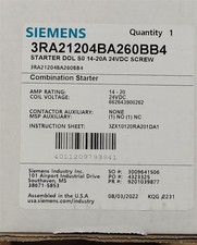 SIEMENS 3RA21204BA260BB4 Combination Starter DOL S0 14-20A 24VDC Screw 2022