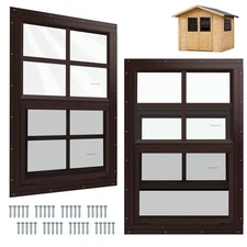 2 Pack Shed Window Flush Mount Windows with Tempered Glass for Sheds, Chicken...