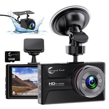 1080P Dash Cam Front and Rear with 32GB SD Card, Dual Dash Camera for Cars, 3...