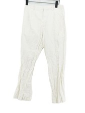 Uniqlo Women's Suit Trousers S White Viscose with Linen, Polyester Dress Pants