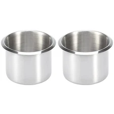 2 Pcs Universal Stainless Steel Cup Holder Drop-In Anti Spill Storage for Marine