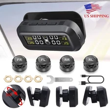 Wireless Solar TPMS LCD Car Tire Pressure Monitoring System w/4 External Sensors