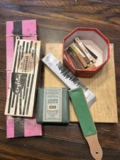Vintage Artist Pastels & Charcoal Lot – Grumbacher, Conté, Prang – Mixed Set