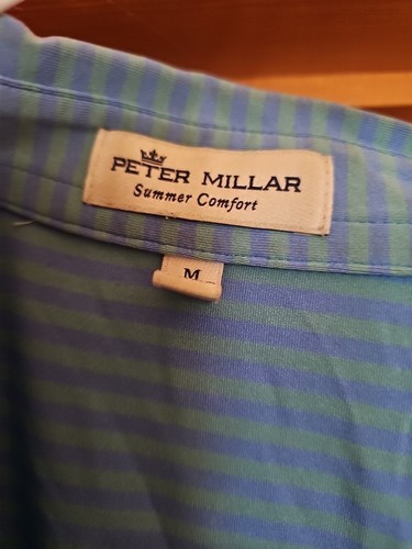Peter Millar Crown Sport Hales Streifen Performance Golf Polo blau Medium - Bild 2 von 7