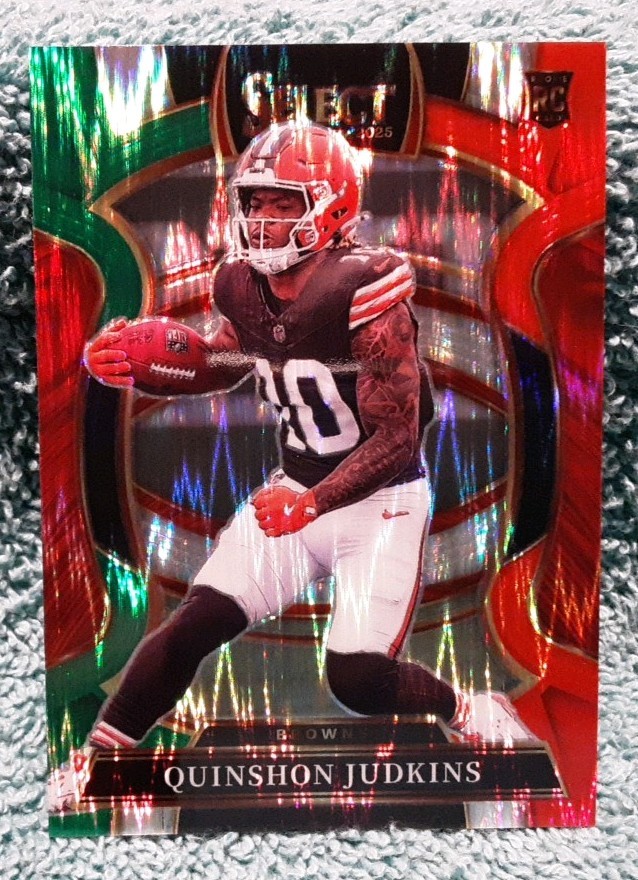 2025 Panini Select Football #55 Quinshon Judkins Green & Red Shock Prizm (RC) 🔥
