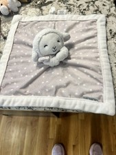 Carters White Lamb Sheep Lovey Stars Security Blanket Gray White 14x14