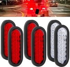 6 Inch Oval Led Trailer Tail Lights Red Turn Stop Tail Brake Trailer Lights